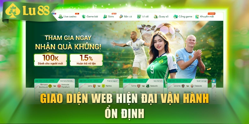 Giao diện web hiện đại vận hành ổn định